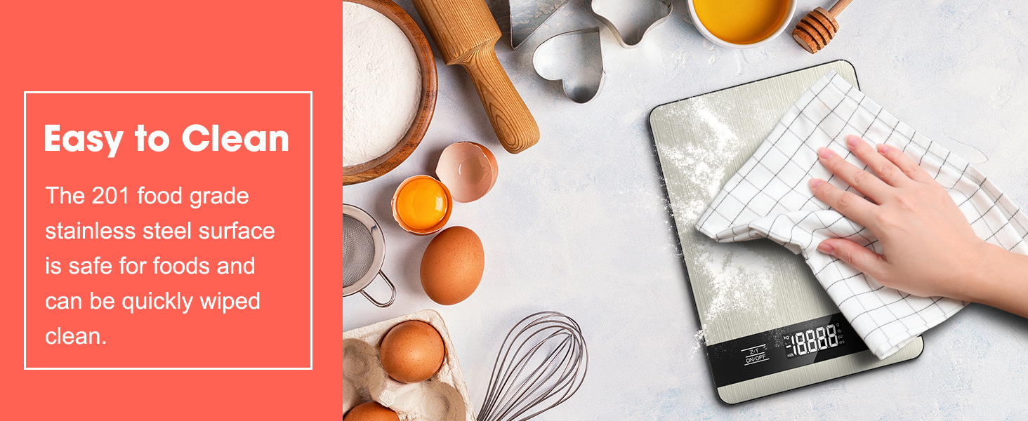 Mik-Nana Food Scale, 11lb Digital Kitchen Scale with LCD Display 6 Units Tare Function, Stainless Steel Weight Grams and Ounces for Baking, Cooking and Meal Prep (Batteries Included)