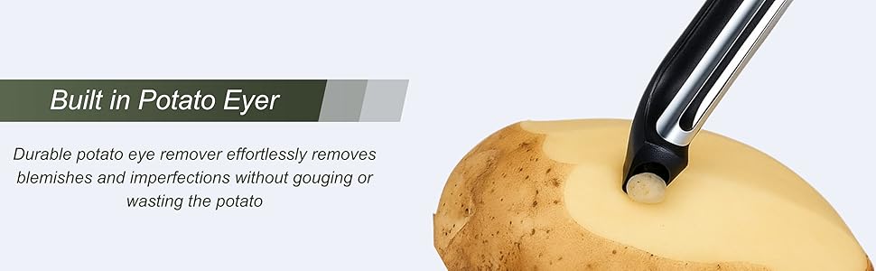 Black Premium Vegetable Peeler | Ultra-Sharp Swivel Stainless Steel Blade | Ergonomic Soft Grip Handle | Mango Peeler | Dishwasher Safe | Skin Peeler for Veggies & Fruits | Potato Peeler & Eye Remover