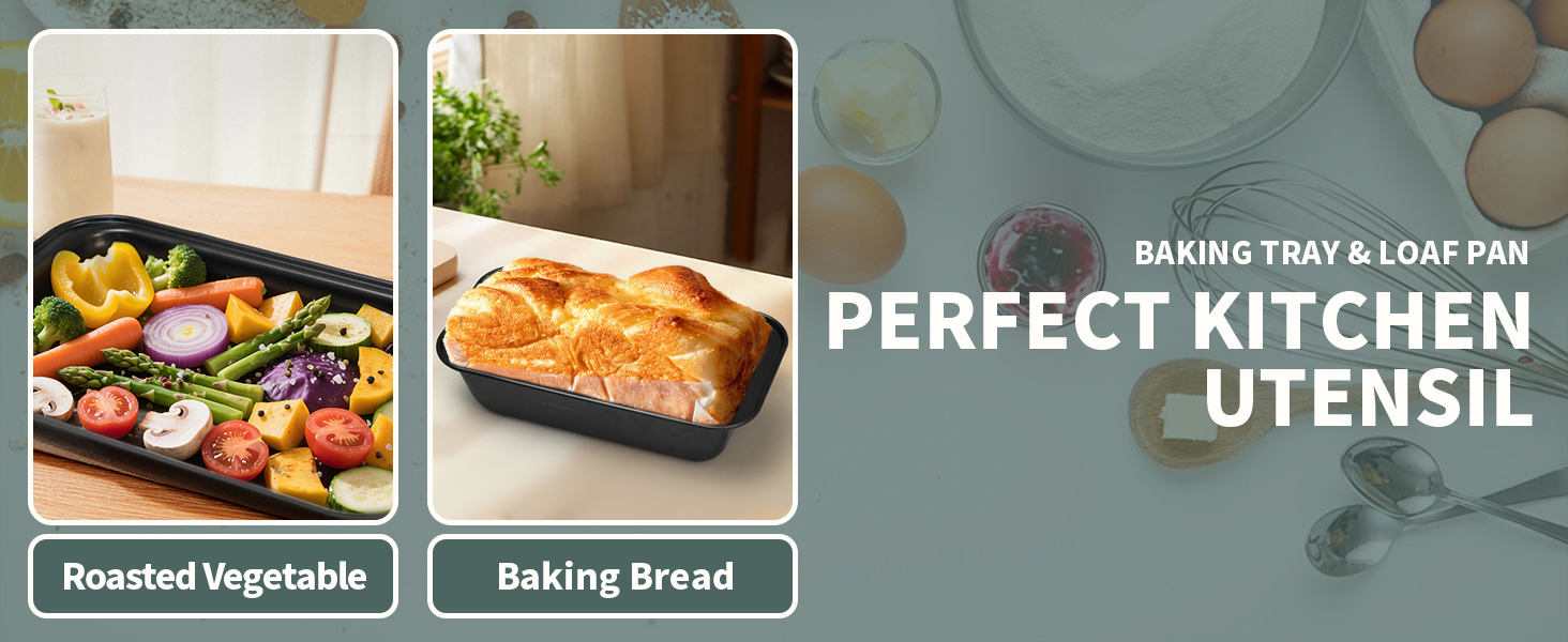 Nonstick Baking Pans Set, 19 PCS Stackable Bakeware Sets, Oven Pan Set Includes Baking Tray, Cookie Sheet, Cake Pans, Loaf Pan, Muffin Pan, Silicone Cups