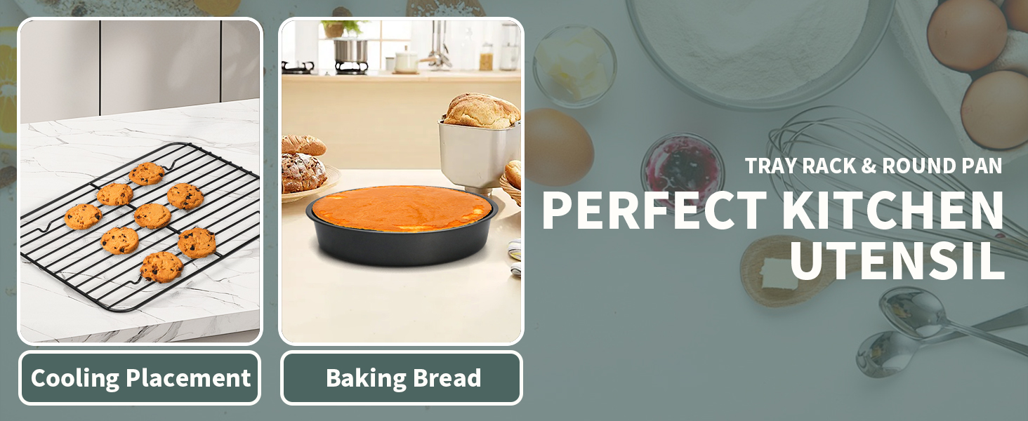 Nonstick Baking Pans Set, 19 PCS Stackable Bakeware Sets, Oven Pan Set Includes Baking Tray, Cookie Sheet, Cake Pans, Loaf Pan, Muffin Pan, Silicone Cups