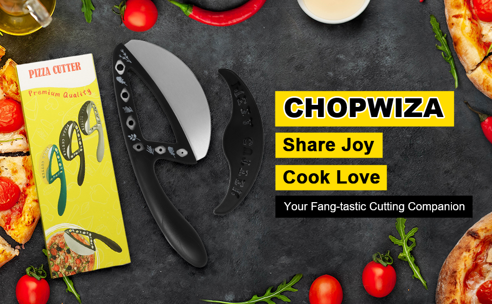 2-in-1 Pizza Cutter Rocker Blade with Herb Stripper Holes, Sharp Stainless Steel Pizza Knife with Protective Cover, Dishwasher Safe,Herb Stripping Tool for Basil,Rosemary