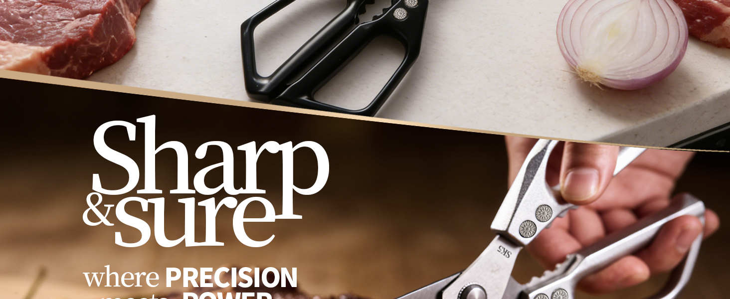Kitchen Scissors Set 2PCS, Kitchen Shears Heavy Duty Poultry Shears Japan Meat Scissors for Food All Purpose Seafood Meat Cutting Cooking, Chicken Bones, Gifts for Men Women