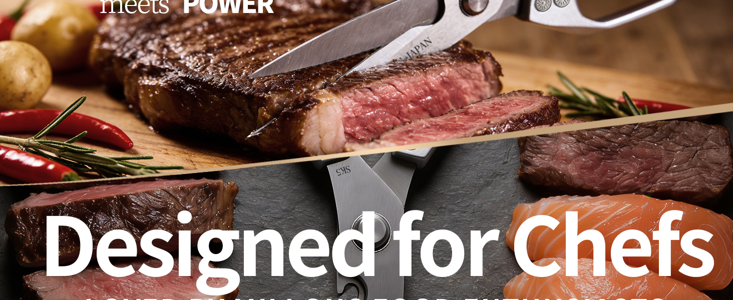 Kitchen Scissors Set 2PCS, Kitchen Shears Heavy Duty Poultry Shears Japan Meat Scissors for Food All Purpose Seafood Meat Cutting Cooking, Chicken Bones, Gifts for Men Women