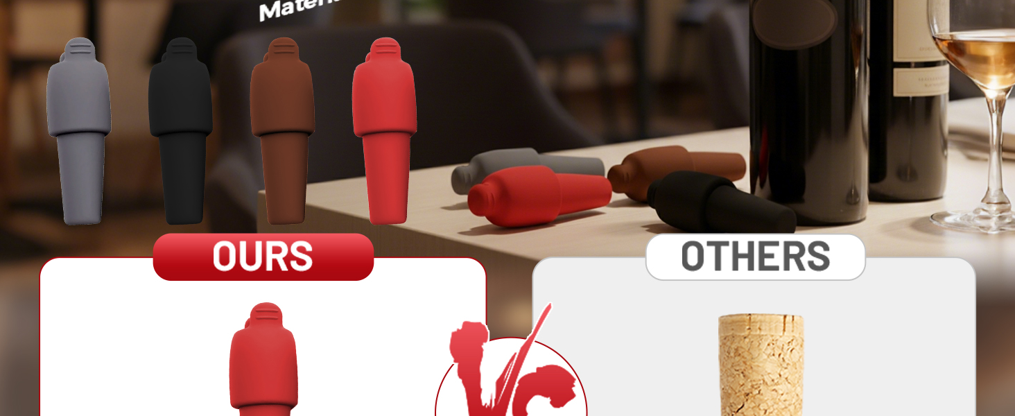 Silicone Wine Stopper for Wine Bottles, 2025 New Wine Stoppers for Wine Bottles, Seal Bottle Cover for Beer Champagne, Glass Bottle Sealer Covers Wine Stoppers for Home Use (4, All)