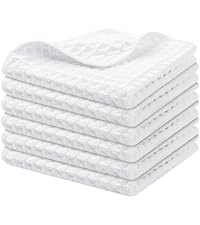 Homaxy Kitchen Towels and Dishcloths Set, 16 x 25 and 12 x 12 Inches, Set of 8 Cotton Terry Kitchen Dish Towels, Super Soft and Absorbent Dish Cloths, Blue/Yellow/Red/Green