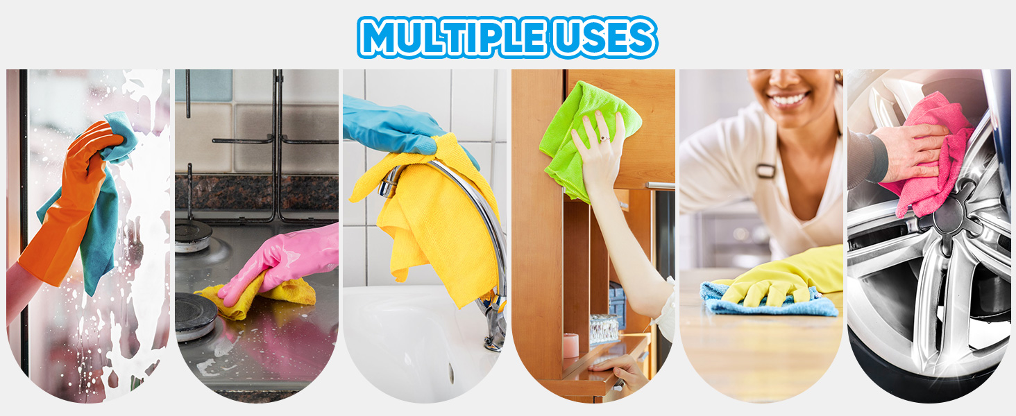 Microfiber Cleaning Cloth, 20 Pack Reusable Microfiber Towels for Cars Lint Free Cleaning Shop Towel Rags for Home Kitchen Automotive Bar Mechanic Restaurant Garage, 11.5