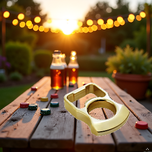Beer Bottle Opener: Handcrafted in Brass Copper, Parties Accessory for Opening Beer Tops (Gold)