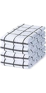 DecorRack 10 Pack 100% Cotton Kitchen Towels, 12x12 inch Soft Terry Dishcloths, Absorbent Hand Towels for Cleaning, Drying & Dishes, Plaid Pattern Cleaning Rags, Mint (Pack of 10)