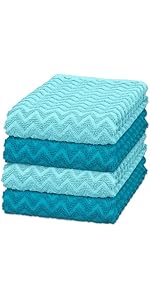 DecorRack 10 Pack 100% Cotton Kitchen Towels, 12x12 inch Soft Terry Dishcloths, Absorbent Hand Towels for Cleaning, Drying & Dishes, Plaid Pattern Cleaning Rags, Mint (Pack of 10)