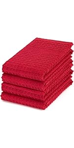 DecorRack 10 Pack 100% Cotton Kitchen Towels, 12x12 inch Soft Terry Dishcloths, Absorbent Hand Towels for Cleaning, Drying & Dishes, Plaid Pattern Cleaning Rags, Mint (Pack of 10)