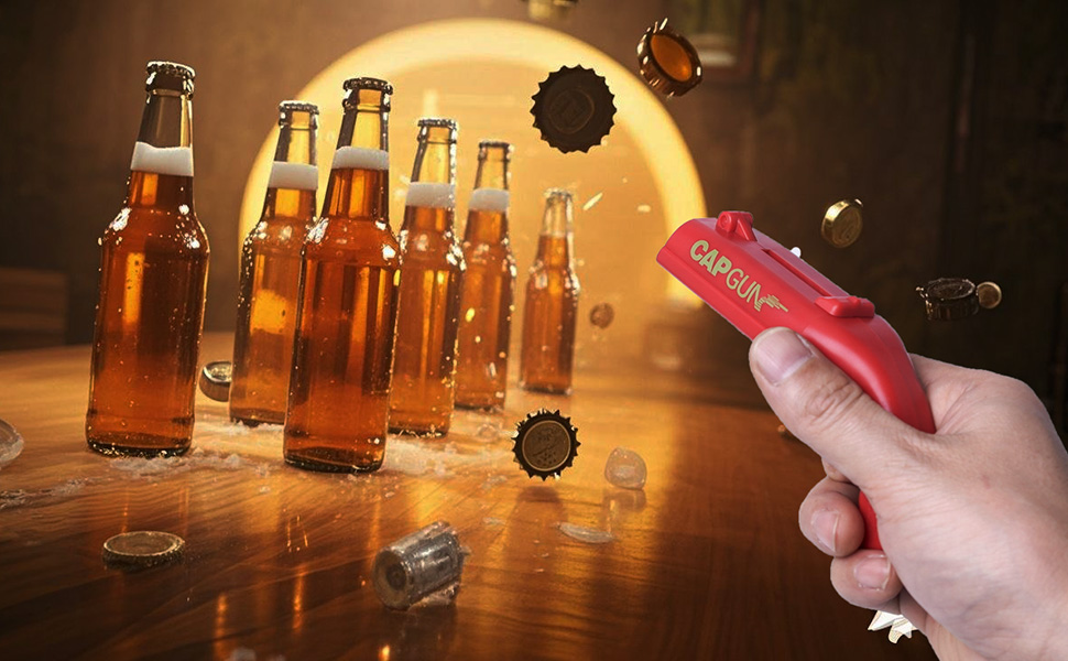 Cap Gun Bottle Opener Gag Gifts Beer Bottle Opener Fun Practical Tool For Beer Enthusiasts Suitable For Camping Festivals College Gatherings Pool Parties (1, Red,Blue,Black)
