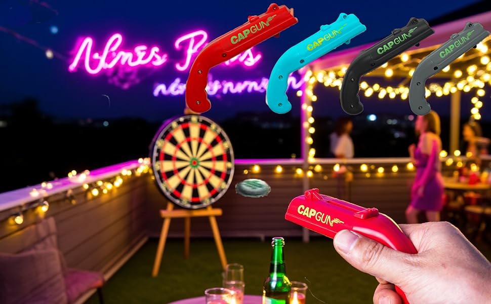Cap Gun Bottle Opener Gag Gifts Beer Bottle Opener Fun Practical Tool For Beer Enthusiasts Suitable For Camping Festivals College Gatherings Pool Parties (1, Red,Blue,Black)