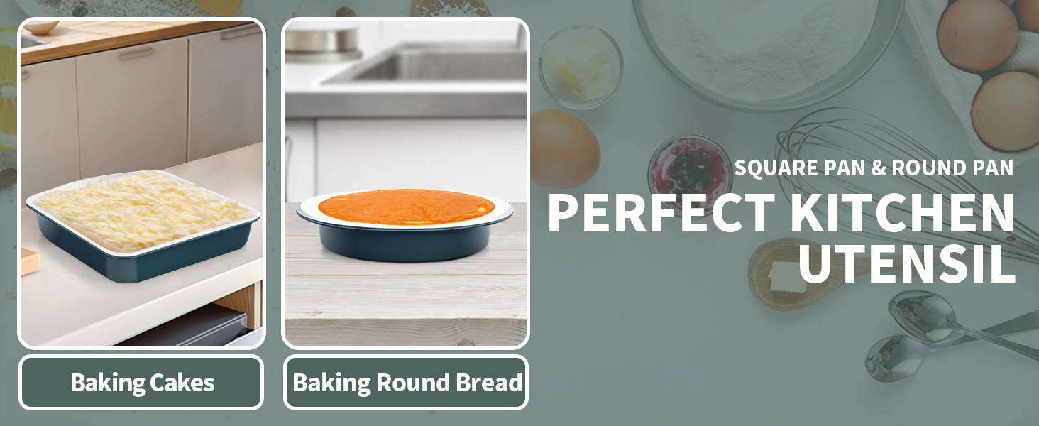 Ceramic Nonstick Baking Pans Set, Non Toxic 33 PCS Stackable Bakeware Sets, 550°F Oven Safe Baking Sheet & Pans, Warp-Free, Dishwasher Safe, PTFE/PFOA/PFOS-Free (Blue)