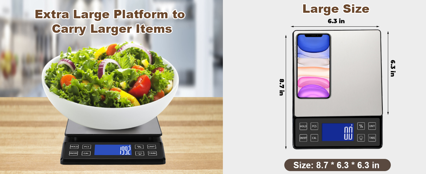 Digital Kitchen Scale with 0.1g/0.001oz High Precision, 5kg/11lb Food Bakery Scale with% Percentage Function, Tare Function, USB Rechargeable or AAA Battery Power, Stainless Steel Pan