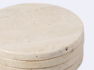 Koville Travertine Coasters, Marble Coaster Set of 4 for Drinks, 4