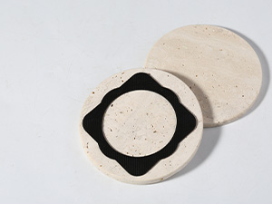 Koville Travertine Coasters, Marble Coaster Set of 4 for Drinks, 4