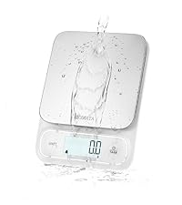 BOMATA Waterproof Kitchen Scale, 0.1g/0.01oz High Precision, 5kg/11lb, Washable, USB Rechargeable, Digital Scale for Food,Cooking, Baking, Weight Loss, Grey