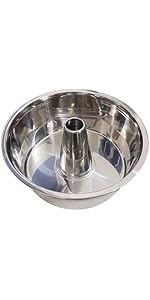 Fox Run Stainless Steel Angel Food Cake Pan, Tube Cake Pan With Removable Bottom, Round 10