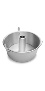 Fox Run Stainless Steel Angel Food Cake Pan, Tube Cake Pan With Removable Bottom, Round 10