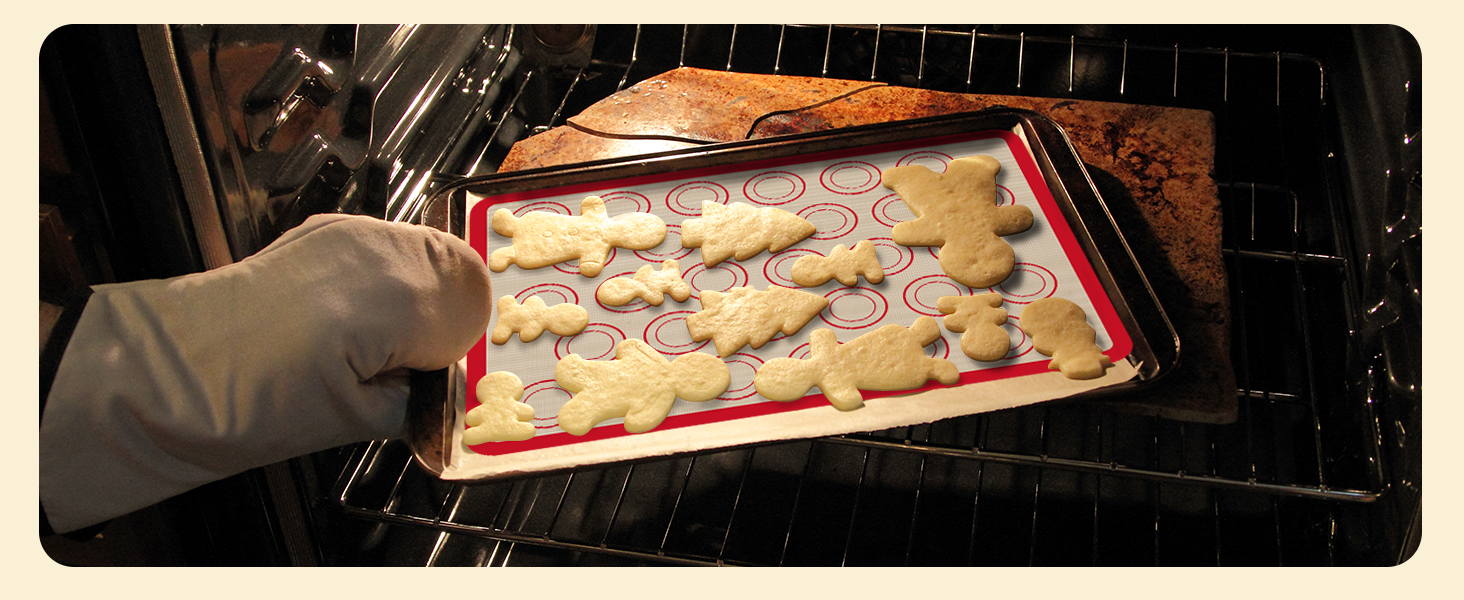 Macaron Silicone Baking Mats, 3 PCS Non Stick Macaroon Mat Silicone for Macarons, Cookie, Pastry, Red