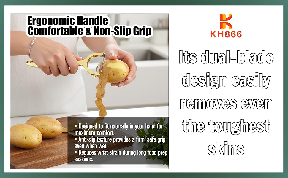 Gold Potato Peeler - Ultra Sharp Vegetable Peelers For Kitchen, No Rust Stainless Steel Serrated Y Peeler, Easy To Use With Durable Non Slip Ergonomic Grip For Carrot Fruits Veggie Kiwi, High Tensil