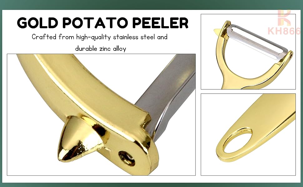 Gold Potato Peeler - Ultra Sharp Vegetable Peelers For Kitchen, No Rust Stainless Steel Serrated Y Peeler, Easy To Use With Durable Non Slip Ergonomic Grip For Carrot Fruits Veggie Kiwi, High Tensil