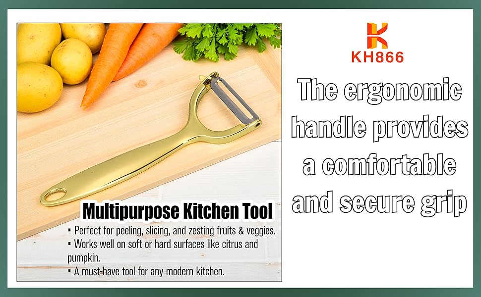 Gold Potato Peeler - Ultra Sharp Vegetable Peelers For Kitchen, No Rust Stainless Steel Serrated Y Peeler, Easy To Use With Durable Non Slip Ergonomic Grip For Carrot Fruits Veggie Kiwi, High Tensil