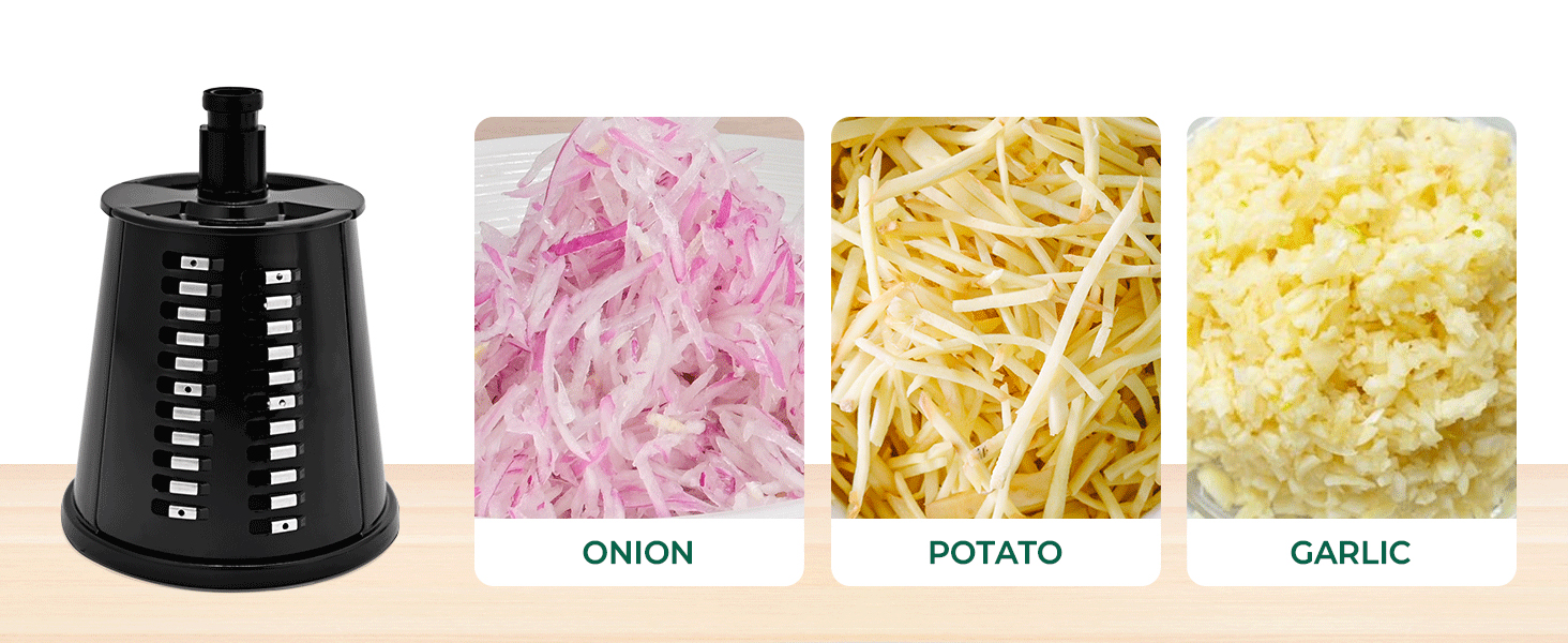 SUSTEAS Rotary Cheese Grater with Handle,Vegetable Slicer with 6 Interchangeable Blades, Reinforced Suction,Easy to Clean,Kitchen Shredder for Crushed Ice,Fruits and Nuts with Blade Storage Case,Black