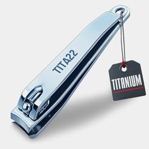 TITA22™ Nail Clipper with Titanium Coating, Ultra Sharp, Sturdy, Rust-Proof, Long-Lasting, Fingernails & Toenails Clipper Cutter with Nail File, Suitable for Men & Women, (1 Piece)