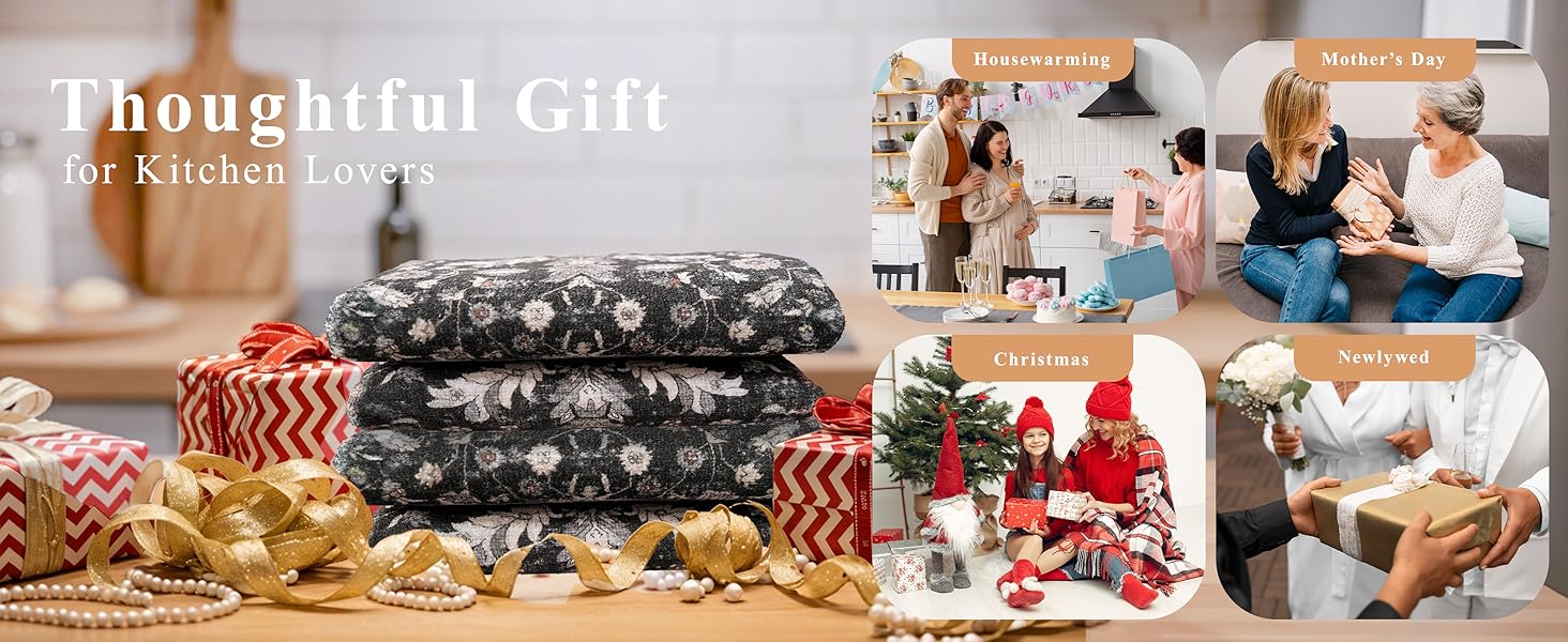 3-Piece Washable Kitchen Rug Set of 3 with Runner – Non-Slip Boho Kitchen Mats for Hardwood Floor, Sink & Entryway & Bathroom, Home Decor (Black,2x3+2x4+2x5)