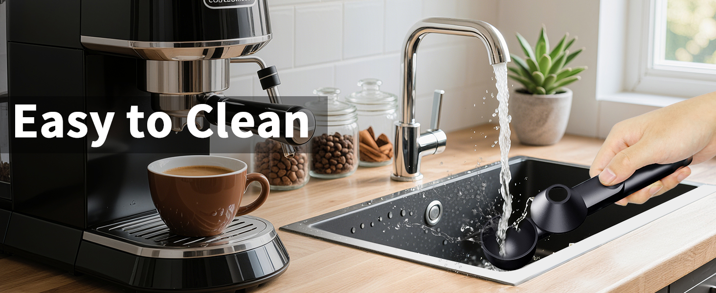 Coffee Scoop with Funnel for Ground Coffee, Protein Powder & Tea, for Reusable K Cup Refiller, 2TBSP Mess-Free, Funnel Design Prevents Spills (Black, 2-Pack)