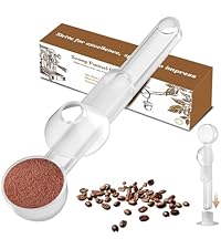 Coffee Scoop with Funnel for Ground Coffee, Protein Powder & Tea, for Reusable K Cup Refiller, 2TBSP Mess-Free, Funnel Design Prevents Spills (Black, 2-Pack)