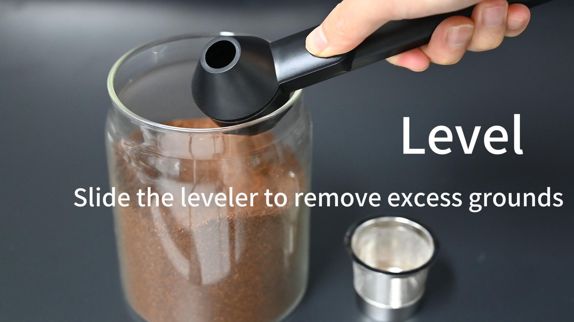 Coffee Scoop with Funnel for Ground Coffee, Protein Powder & Tea, for Reusable K Cup Refiller, 2TBSP Mess-Free, Funnel Design Prevents Spills (Black, 2-Pack)