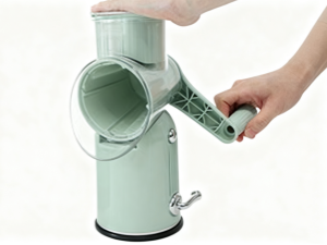 5 in 1 Cheese Grater with Rotary Hand Crank - Vegetable Chopper with Replaceable Stainless Blades, Strong Suction Base, Handle, Blade Storage Box, Easy-Clean Multipurpose Kitchen Slicer (Green)