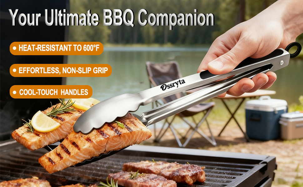 Stainless Steel Cooking Tongs Set of 3 - Heavy Duty 12/9/7 Inch Locking Tongs, Heat Resistant to 600 Degrees, Food Grade Kitchen Metal Tong for Food, Salad, & BBQ - Dishwasher Safe