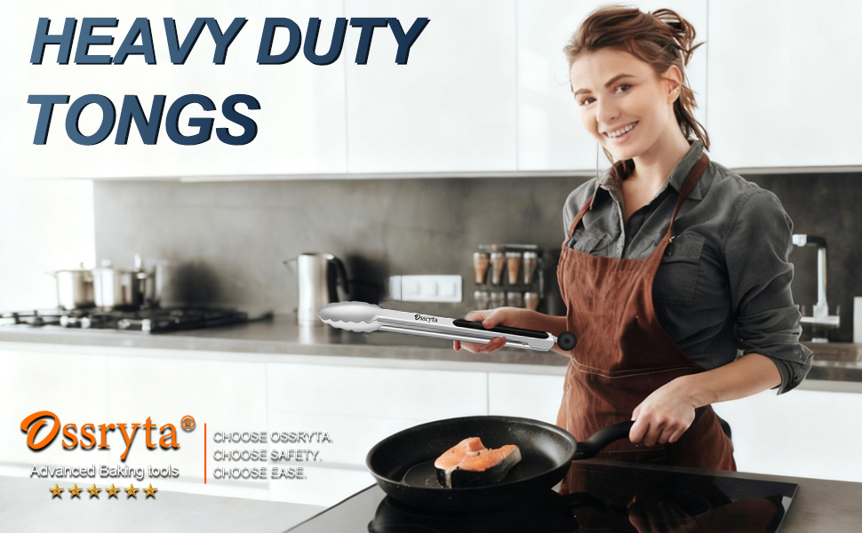 Stainless Steel Cooking Tongs Set of 3 - Heavy Duty 12/9/7 Inch Locking Tongs, Heat Resistant to 600 Degrees, Food Grade Kitchen Metal Tong for Food, Salad, & BBQ - Dishwasher Safe