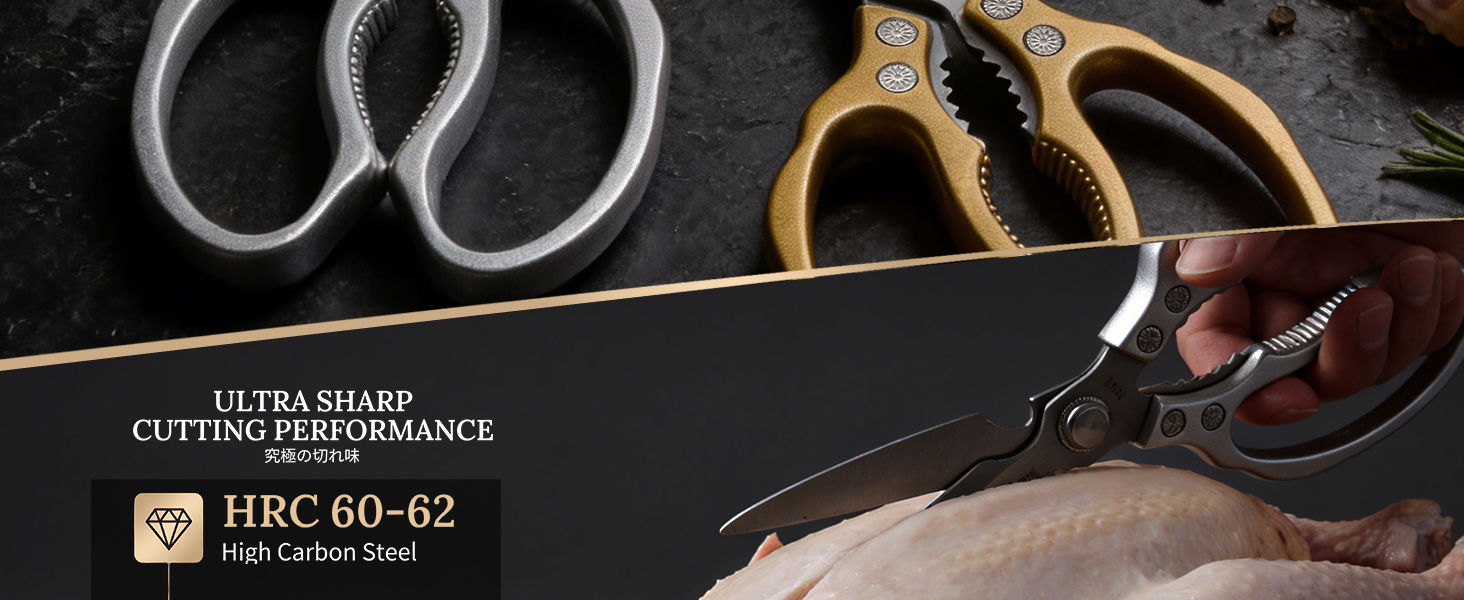 Kitchen Scissors for Food, Multi-All Purpose Japan Kitchen Shears, Heavy Duty Poultry Shear Dishwasher Safe Chicken Scissor, Seafood Shears, Meat Scissors Gifts for Men Women