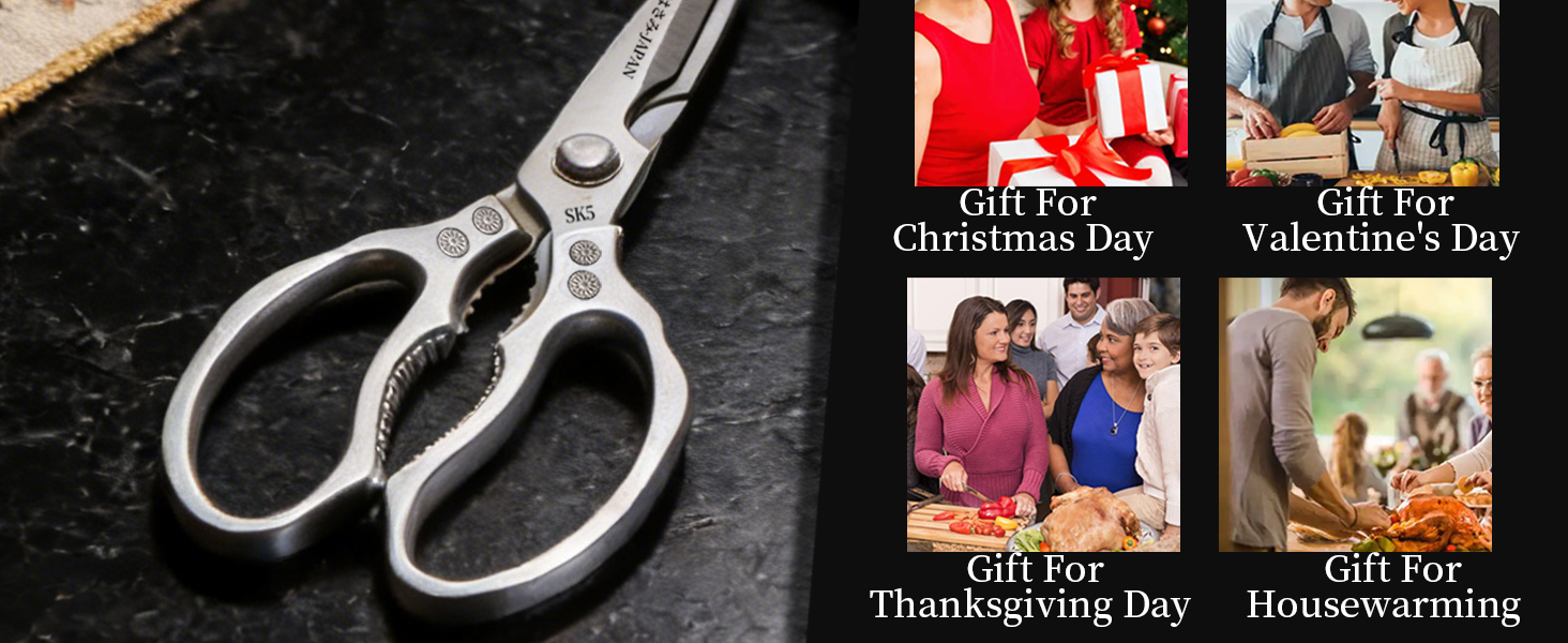 Kitchen Scissors for Food, Multi-All Purpose Japan Kitchen Shears, Heavy Duty Poultry Shear Dishwasher Safe Chicken Scissor, Seafood Shears, Meat Scissors Gifts for Men Women