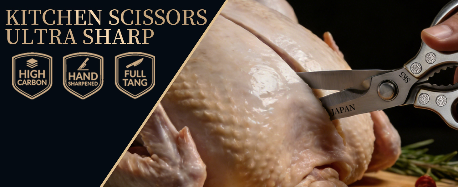 Kitchen Scissors for Food, Multi-All Purpose Japan Kitchen Shears, Heavy Duty Poultry Shear Dishwasher Safe Chicken Scissor, Seafood Shears, Meat Scissors Gifts for Men Women