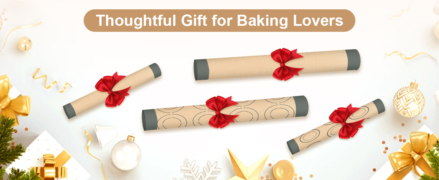 Silicone Baking Mat Set of 4, Nonstick Reusable Macaron Silicone Baking Mat & Round Pizza Mat, Cookie Baking Supplies for Macaroons, Pastry, Pizza, Gray