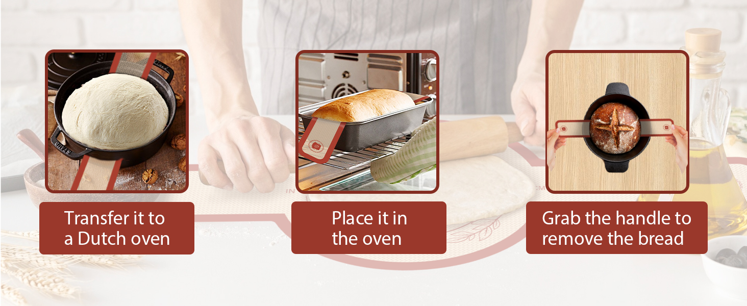 Silicone Bread Sling, 2PCS Non-Stick Oval and Round Bread Sling for Dutch Oven, Reusable Sourdough Tools & Bread Baking Supplies