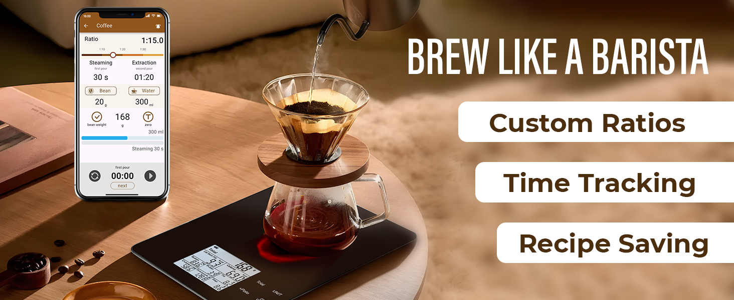 EILISON Smart Kitchen Scale with Bluetooth App, High-Precision Digital Food Scale for Baking, Cooking & Diet, 10000 Food Database, 30 Nutrients, Touchscreen, Tare Function, 5g-10000g Capacity (Black)