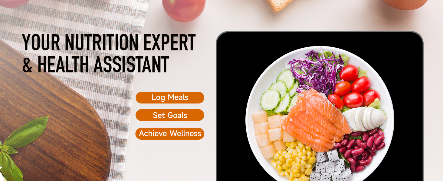 EILISON Smart Kitchen Scale with Bluetooth App, High-Precision Digital Food Scale for Baking, Cooking & Diet, 10000 Food Database, 30 Nutrients, Touchscreen, Tare Function, 5g-10000g Capacity (Black)