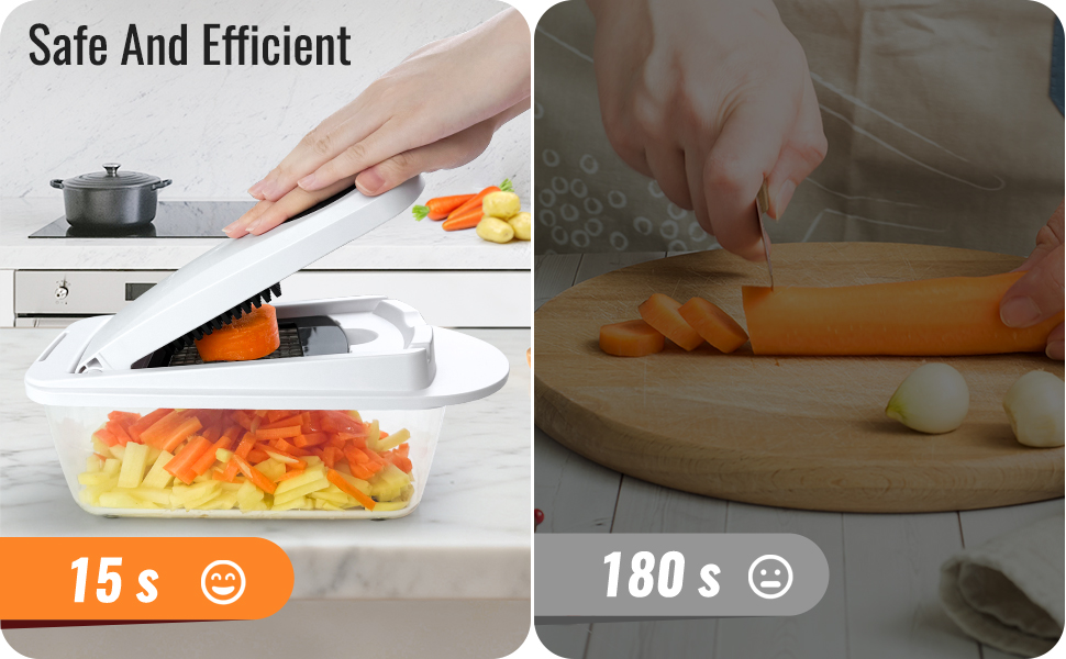 8 Blade All-in-1 Vegetable Chopper Mandoline Slicer with Container, Food Chopper, Onion Chopper, Veggie Cutter for Salad, Kitchen Gadgets Accessories Essentials, White