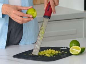 Deiss PRO Citrus Zester & Cheese Grater - Parmesan Cheese Lemon, Ginger, Garlic, Nutmeg, Chocolate, Vegetables, Fruits - Razor-Sharp Stainless Steel Blade, Wide, Dishwasher Safe