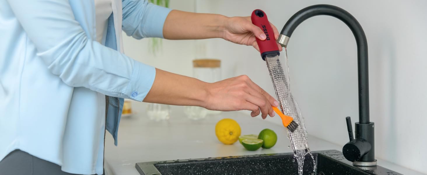 Deiss PRO Citrus Zester & Cheese Grater - Parmesan Cheese Lemon, Ginger, Garlic, Nutmeg, Chocolate, Vegetables, Fruits - Razor-Sharp Stainless Steel Blade, Wide, Dishwasher Safe