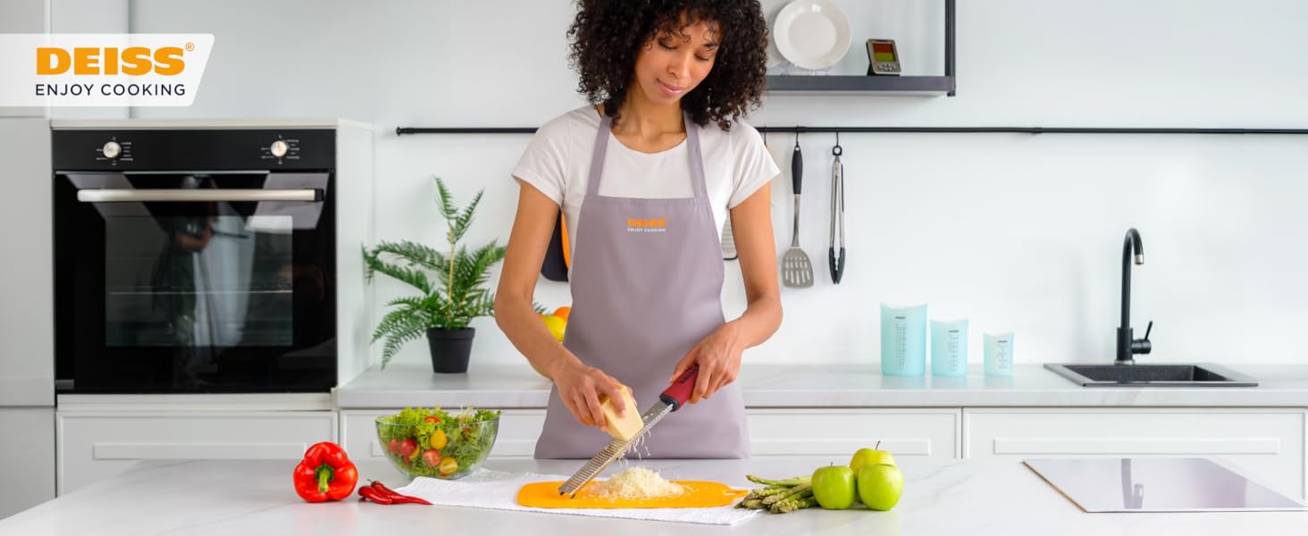Deiss PRO Citrus Zester & Cheese Grater - Parmesan Cheese Lemon, Ginger, Garlic, Nutmeg, Chocolate, Vegetables, Fruits - Razor-Sharp Stainless Steel Blade, Wide, Dishwasher Safe