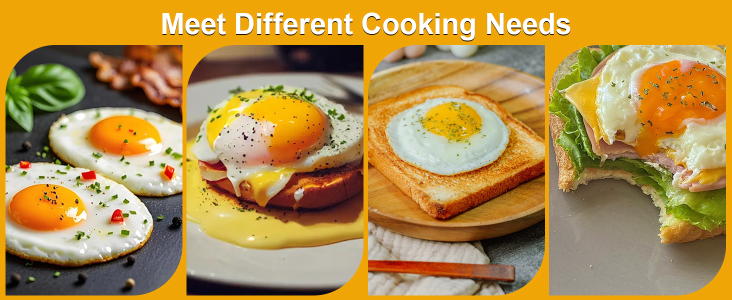 Egg Ring Pancake Ring Set 6 Pcs Stainless Steel Fried Egg Circles Pancake Shapers with Silicone Handle for Griddle Cooking Shaper Indoor Camping Breakfast Omelette Sandwich (4, 6 Inch)