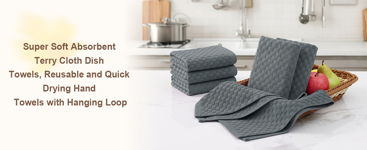 Homaxy 100% Cotton Terry Kitchen Towels(15