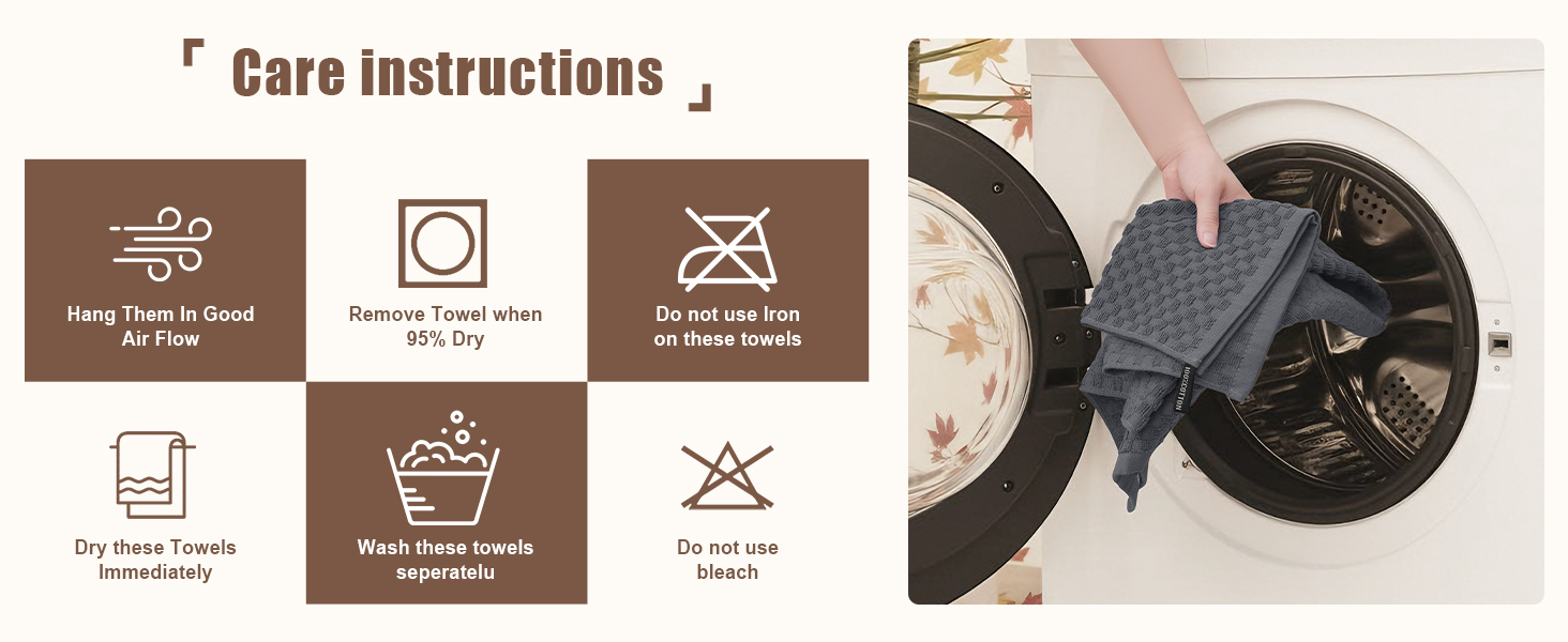 Homaxy 100% Cotton Terry Kitchen Towels(15